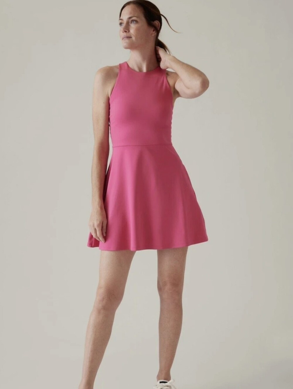 Athleta Hot Pink Sleeveless Fit-and-Flare Mini Dress